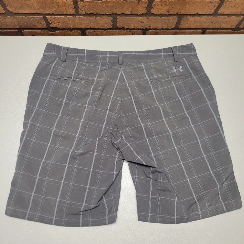 Under Armour Shorts Mens 40 R Gray Golf Performance Stretch Plaid Small‎ Snag